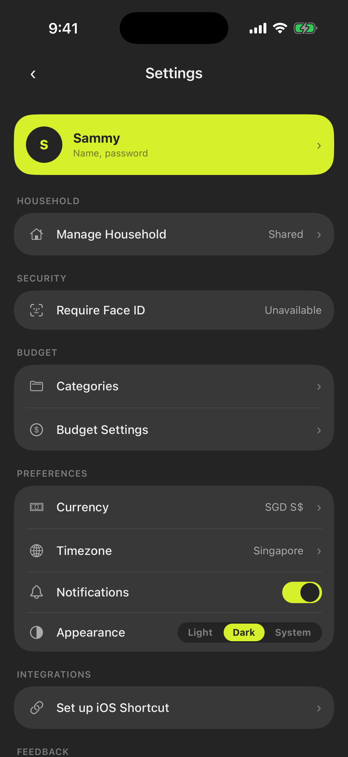Monivera Settings — currency, timezone, and appearance preferences.